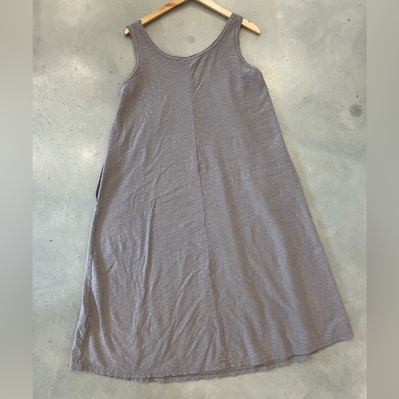 Cut Loose Linen Blend Midi Dress Womens Large Tank A-Line Pockets Lagenlook Brwn - Picture 2 of 12